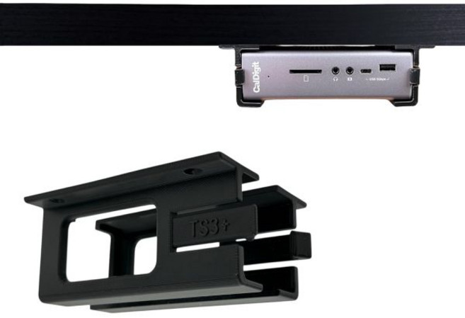 CalDigit Thunderbolt Station 3 TS3+용 데스크 마운트 키트 - 리버서블 리텐션 클립이 있는 마운팅 브래킷 액세서리 아래, 1개