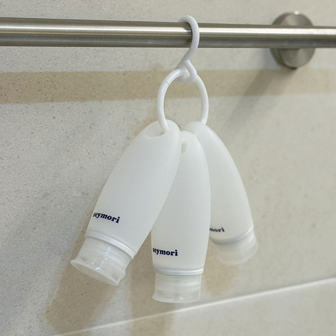 세이모리 말랑튜브 여행용 실리콘 공병 수영장 캠핑 목욕탕 휴대용 고리 공병 샴푸 89ml, 1세트, 투명