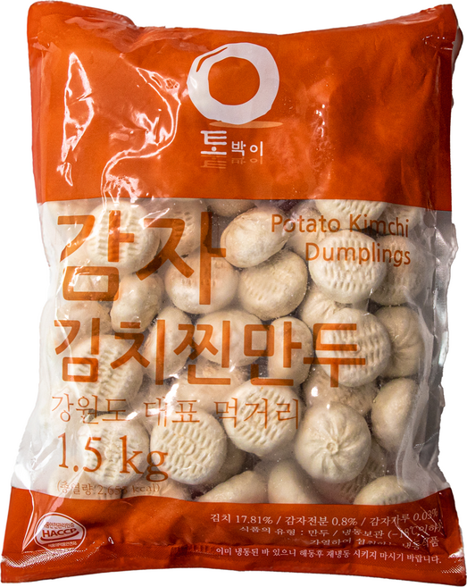 토박이마을 강원도 김치 감자만두 폭신쫄깃 감자피 식감과 육즙가득 떡국 전골 찐만두 군만두, 1개, 1.5kg