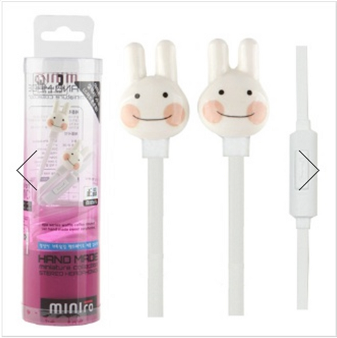 [미니어쳐 수제이어폰] 스마트폰 이어폰 MO-1000, 토끼
