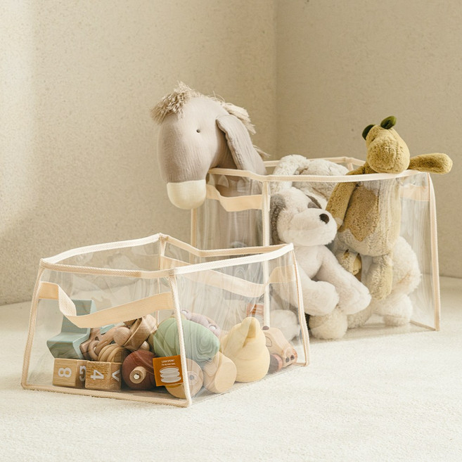 [루나스토리] TPU 투명 장난감 정리함 세트 바구니 수납함, 1세트