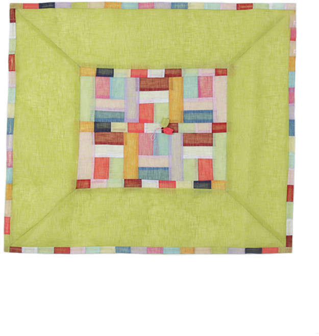 모시 밥상보 조각보 사각 밥상보 식탁보, 연두색, 1개