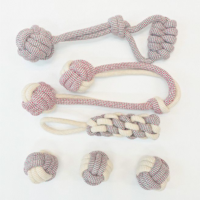 미믹펫 강아지 터그놀이 로프장난감 6종, 베이지믹스, 1세트