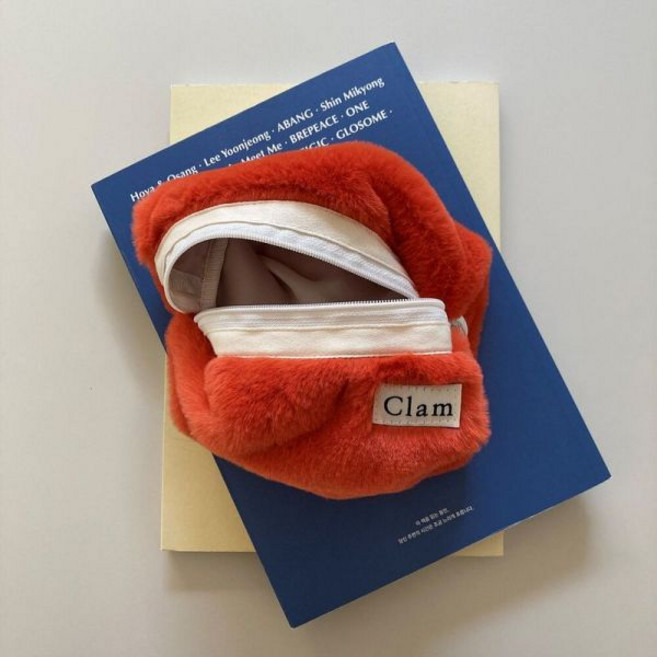 클램 Clam round pouch Fur Orange 130098