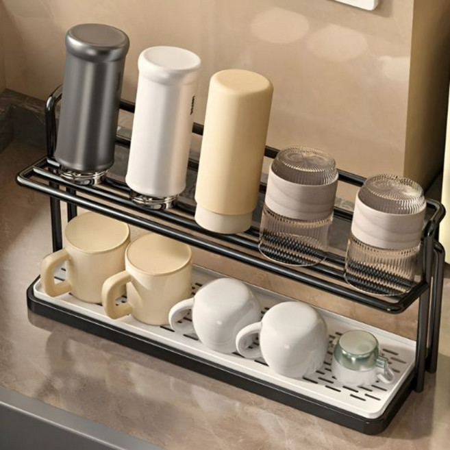 소라네상점 2단 컵 텀블러 건조대 트레이, 블랙, 1개