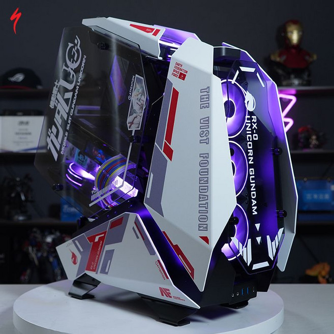 본체케이스 모드5 건담 RX-0 커스텀 케이스 수냉 게임 조립 PC, E. 본체케이스