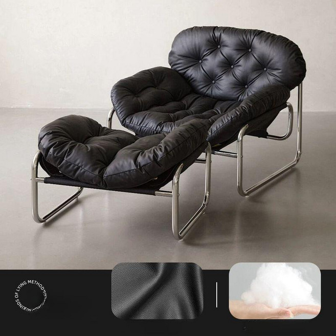 리클라이너 인용 무중력의자 접이식 수면 릴렉스 클레어마망 소파 침실, 1개, 1단 두꺼운 블랙 ( 가죽) + 오토만