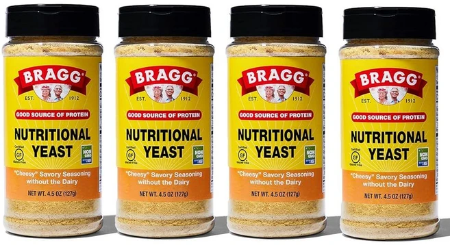 Bragg 영양 효모 시즈닝 - 비건 글루텐 프리 치즈 플레이크 단백질 및 비타민의 좋은 공급원 영양이 풍부한 풍미 파마산 대체품 GMO 인증 127.6g(4.5온스) 4, BRA 브라gg 영양 효모 시즈닝 - 비건, 글루텐 프 - 쿠팡