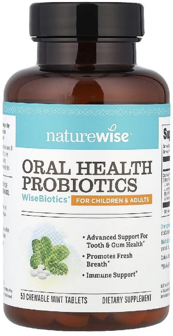 네이처와이즈 구강 유산균 프로바이오틱스 Blis K12 M18 민트 츄어블 50정, 1개