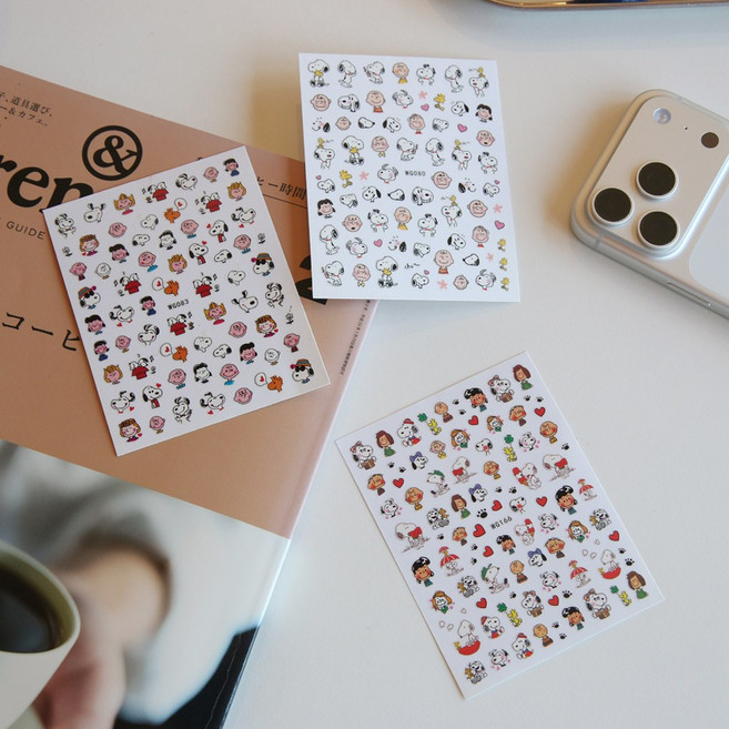 [윤자매네] 스누피 캐릭터 네일 데코 스티커 다이어리 꾸미기 카메라 꾸미기 다꾸 폰꾸 카꾸 - 3type, 1개, C