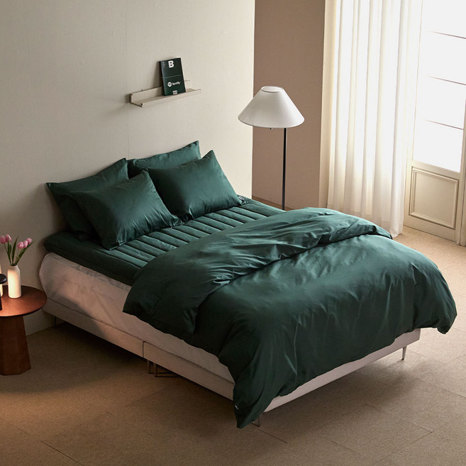 바운티풀 호텔침구세트 스탠다드 겨울 구스이불솜+이불커버 SS, 솔리드 포레스트그린