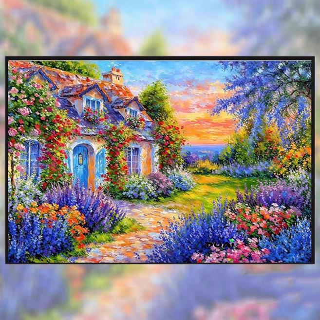 푸아이 실십자수 아름다운 전원 풍경 작품 2종 프린트도안 패키지 3D 명화 자수세트 힐링 홈장식, NO.2-2, 1개