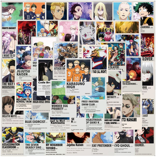 번블랙 애니메이션 컬러 만화 잡지 스티커 다꾸 폰꾸 휴대폰 다이어리 캐리어, 1세트, 컬러C