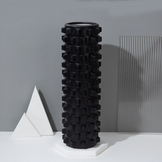 BODY MORE FUN 泡沫滾筒按摩器 200KG高強承重, 45*14cm - 空心狼牙款黑色, 1個