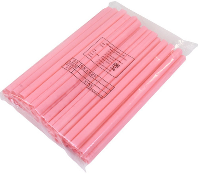 스트로우 버블티용 하트빨대 핑크 지름 12mm x 길이 25cm, 50개입, 2개