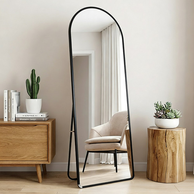 Uri Jip 아치형 전신거울 스탠드 거치형, 블랙