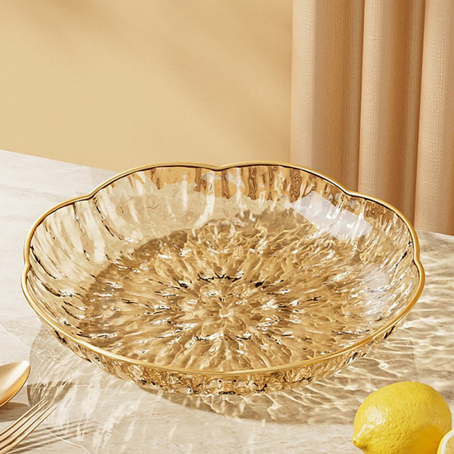 BLOWFISHFUGU 투명 다색 예쁜 과일쟁반 거실 간식 주방쟁반 과일 트레이 식탁 간식 바구니 20cm 쟁반세트, 4개, 옐로우