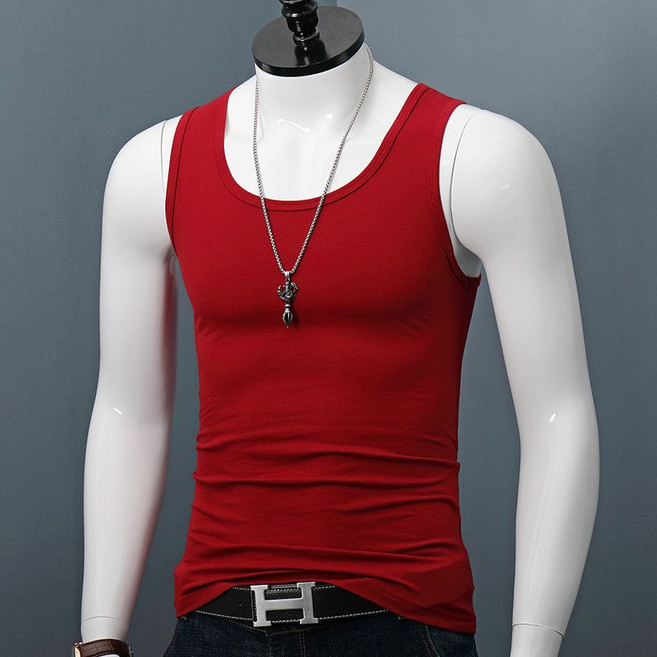 자칠 트렌드 패션 남성용 면스판 기본 나시