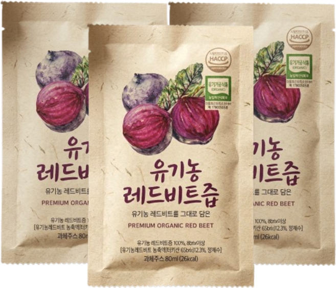 순수 유기농 레드 비트 레드비트즙, 4박스, 2.4L