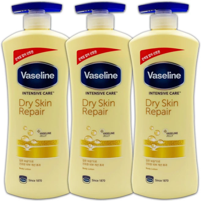 바세린 인텐시브 케어 드라이 스킨 리페어 바디로션, 600ml, 3개 - 쿠팡