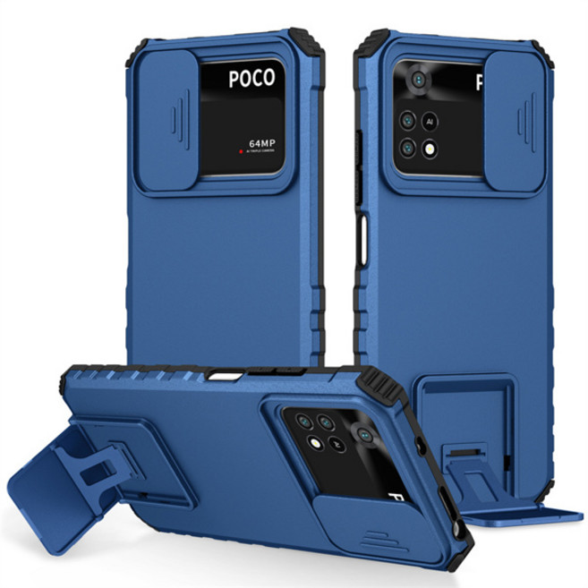 Xiaomi Poco X4 Pro 케이스 충격 방지 갑옷 슬라이드 렌즈 뒷면 커버 Poco Poko Pocco Little X4Pro X 4 Pro 4Pro X4 5G 케이스, [00] For Poco X4 PRO 5G, [00] Blue
