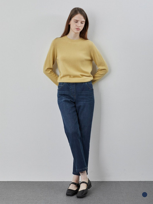 데일리스트 세정_인디안여성복 밴딩 베기핏 기모 데님팬츠MDBMP4W9371_GN