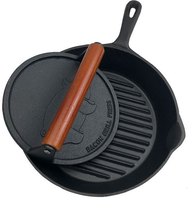 파니니팬 무쇠 샌드위치 주철 누름판 메이커 스테이크 토스트 메이커 프레스 그릴 후라이팬, P. 12cm 정사각형 압력판