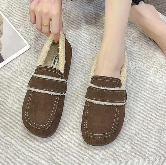 Modern Fashion 여성 베이직 기모 플랫 부츠 편한 방한 로퍼 D67