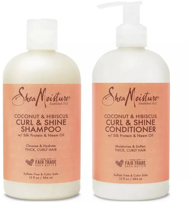 시어모이스처 코코넛 히비스커스 컬 & 샤인 샴푸 384ml + 컨디셔너 384ml, 1개 - 쿠팡