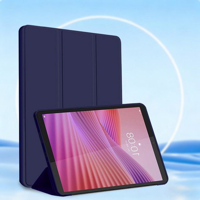 Slim For Lenovo Tab One / Tab K9 8.7" Tablet Case Tri-fold Stand Cover with TPU Back TB305FU TB305XU, Dark Blue