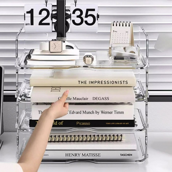 레디박스 책상정리 A4 수납함 서류정리함, 4단, 투명