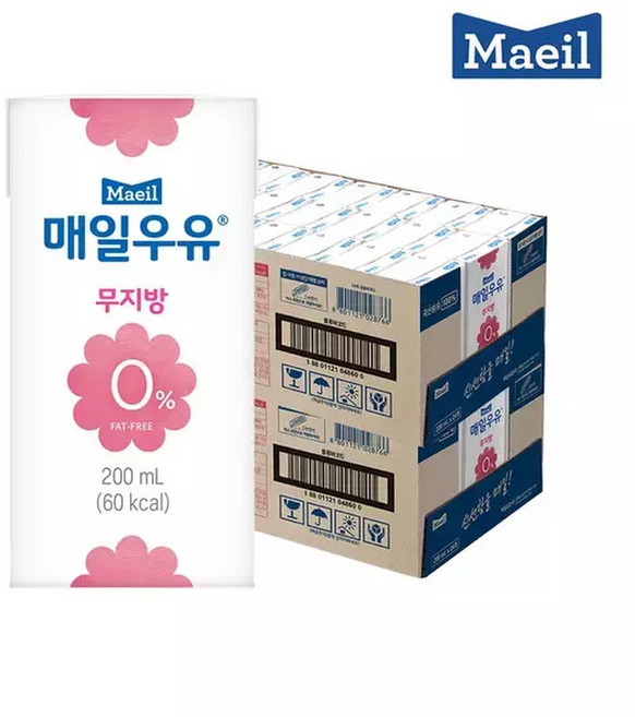 매일 무지방0 멸균우유 200ml 48팩, 48개