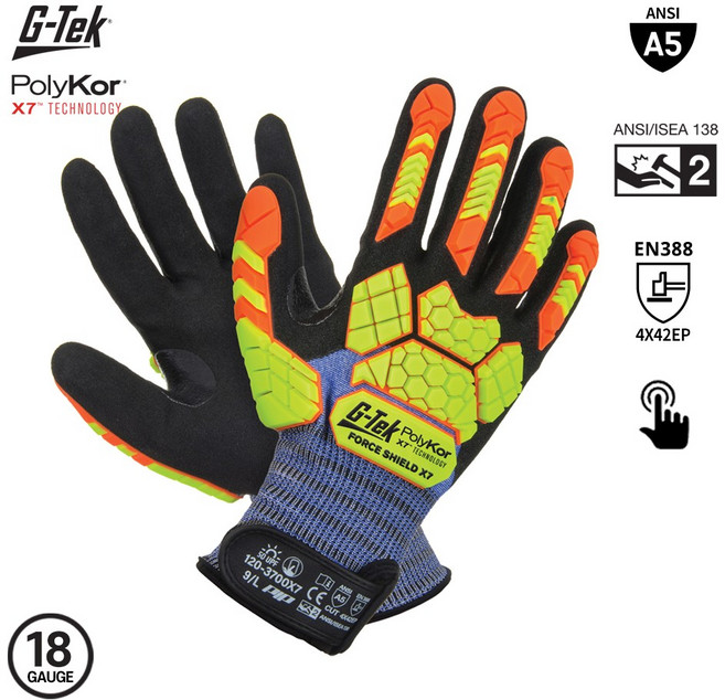 지텍 포스실드 안전장갑 18게이지 두께 절단 방지 장갑 충격 방지 베임 방지 자상 방지 방검 작업 손보호 컷 레벨5 G-Tek FORCESHIELD, Black, 1개