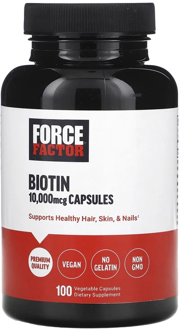 Force Factor 비오틴 10000mcg 베지 캡슐 100정, ForceFactor비오틴10000mcg베지캡슐100정, 1개 - 쿠팡