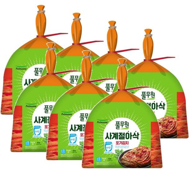 풀무원 사계절 아삭 포기김치, 7개, 4kg