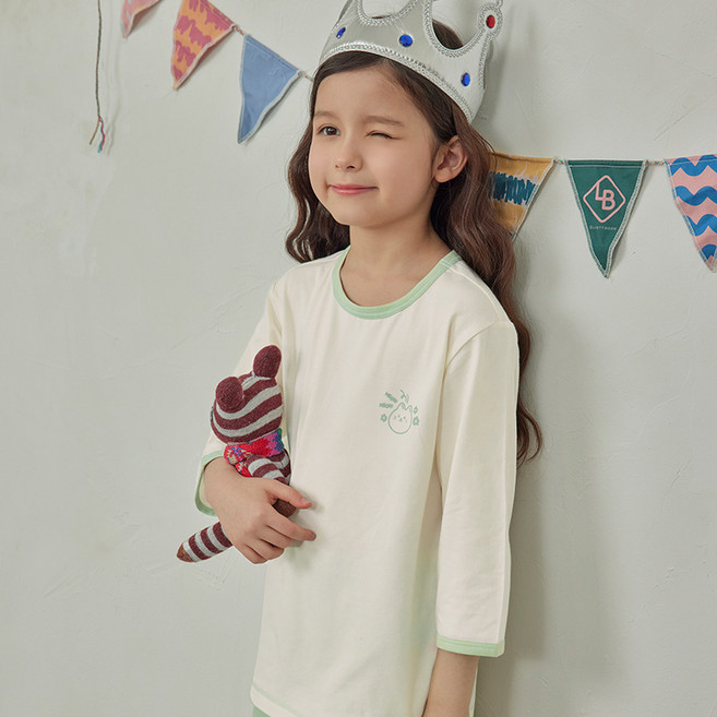 수아팜 여아 블루밍캣 쿨 코튼 7부 내의 세트