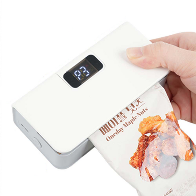 홈앤니즈 휴대용 충전식 밀봉기 스마트 미니 실링기 가정용, 1개, 중형 화이트