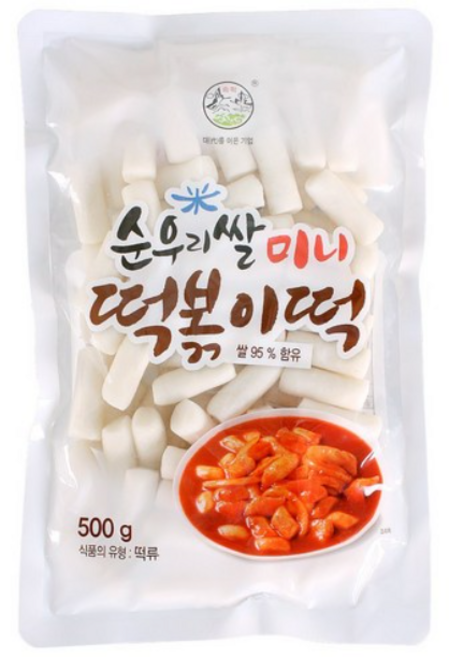 [송학식품] 순우리쌀 미니 떡볶이500g _ 국산쌀 / 작은크기, 500g, 4개