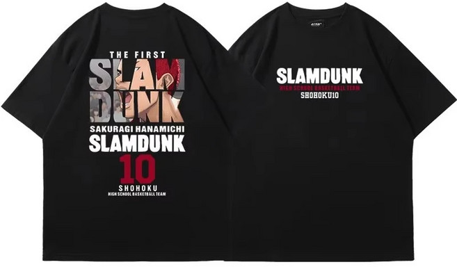 슬램덩크 애니굿즈 티셔츠 반팔티셔츠 강백호 여름티 남성 여성