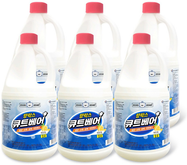 엑소 큐트베어 향락스 2L x 6개 살균/표백/소독/세제/레몬향, 단품