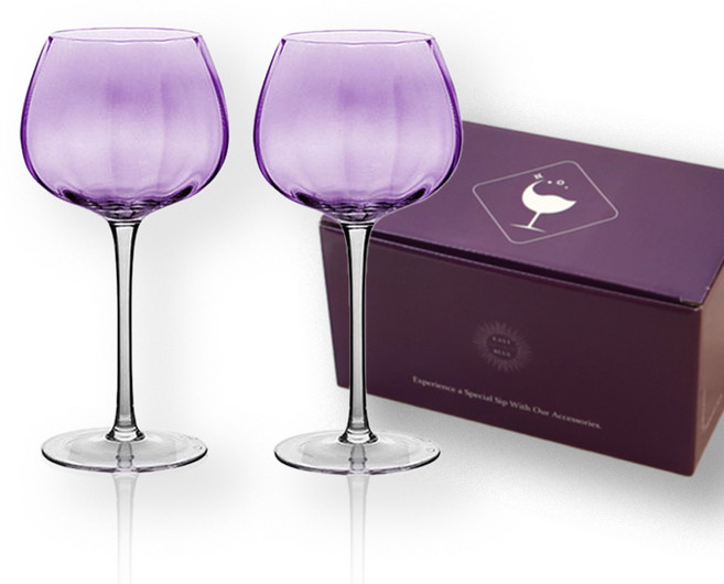 루미넌트 퍼플 레드 화이트 고급 와인잔 2P