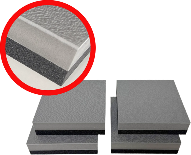 덕진스펀지 2중 소음방지 고경도 방진 방음 흡음 매트 4개, 회색 + 검은색