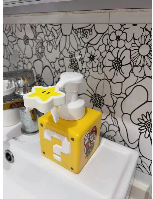 슈퍼마리오 거품 펌핑 디스펜서 비누 펌핑 욕조 보틀 마리오 피규어 브라더스 미키마우스 입체 거품용기 손세정제디스펜서 샴푸통 비누통 캐릭터 귀여운, 마리오 스타 펌프 샤워병