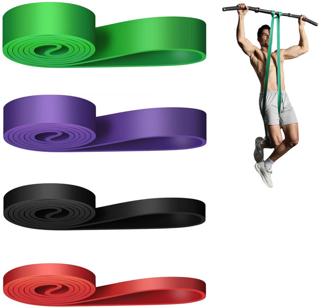 풀업밴드 단계별 세트 4개입 턱걸이 풀업 스트레칭, 혼합색상, 1세트