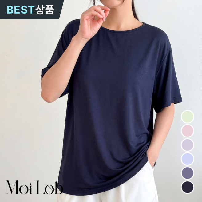 모이로브 노브라티 캡내장 반팔 홈웨어 브라탑 티셔츠