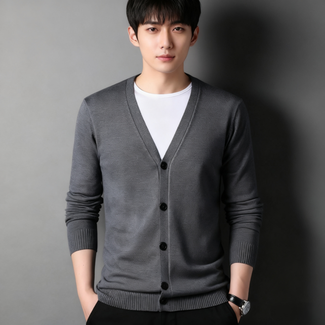 메페니 남성 부드럽고 매끈한 데일리 무지 니트 가디건