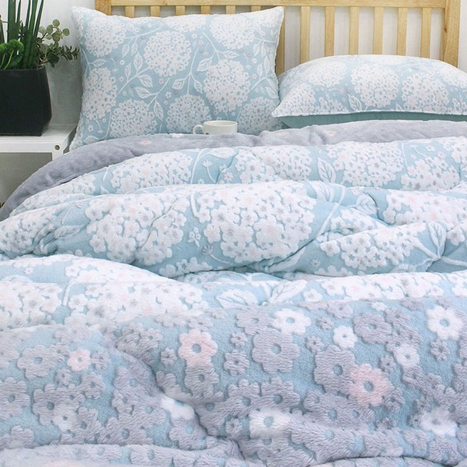 겨울 극세사 차렵이불 아델 5mm 착색번아웃 양면형 단품 따뜻한 꿀잠침구- 주노베딩 NEW 입고