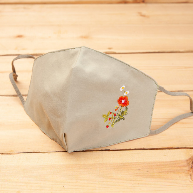 하마공방 전통 꽃자수 빨아쓰는 3D 입체 웨딩 혼주 결혼식 패션 모시 골덴 코코면 마스크 (필터교체가능)