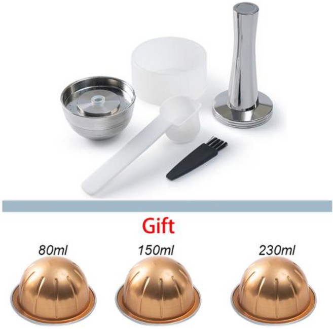 Nespresso Vertuo Next Vertuoline 재사용 가능한 스테인레스 스틸 캡슐에만 사용 가능 포드가 포함된 리필형 커피 필터, 1)1pc-ti-tfq