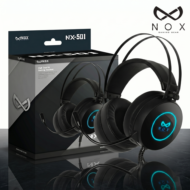 녹스 게이밍 헤드셋 NX-501 USB 게임용 마이크 7.1, 블랙, 501